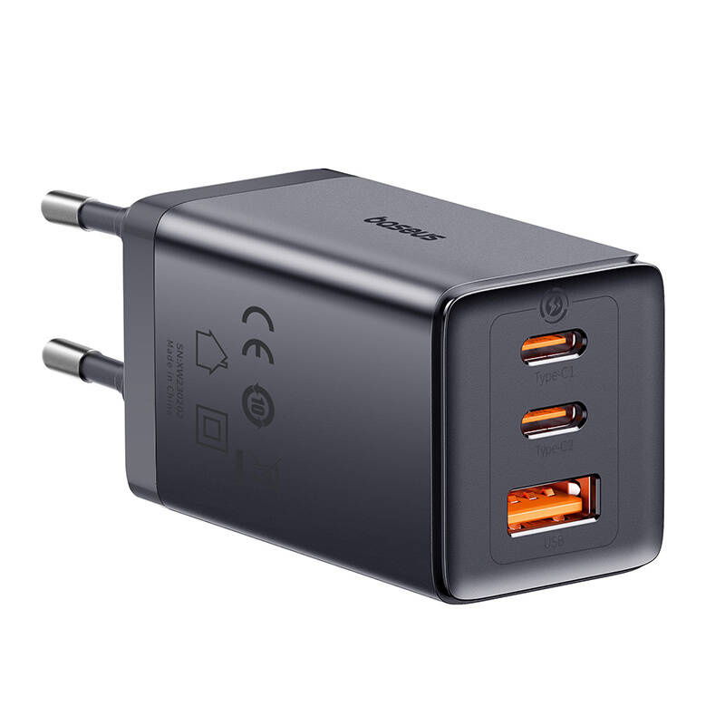 Ładowarka sieciowa Baseus GaN5, 2x USB-C + USB, 65W + kabel 1m (szara) 3