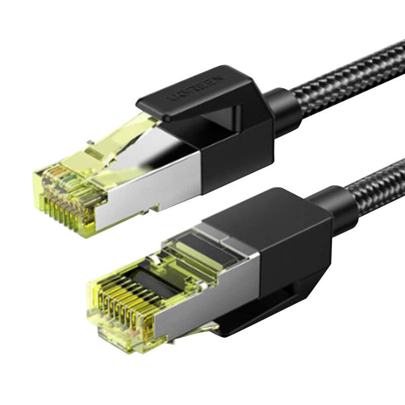 Kabel UGREEN NW150 Cat7 0.5m F/FTP w oplocie (czarny)