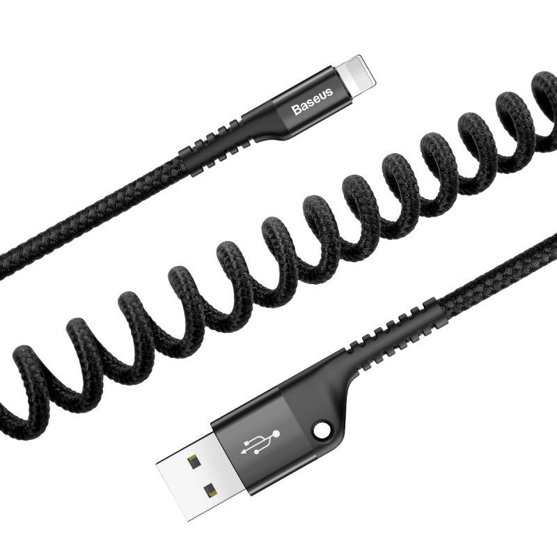 Kabel BASEUS Spring USB-A-Lightning 1m sprężynowy (czarny) 5