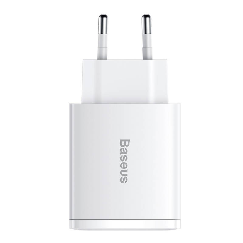 Ładowarka sieciowa BASEUS Compact Quick Charger 30W 2xUSB-A USB-C (biała) 3