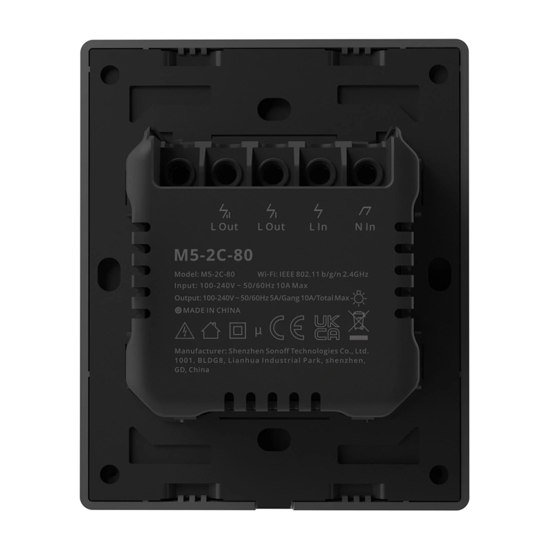 Smart WiFi wall switch SONOFF M5-2C-80 graphite 5
