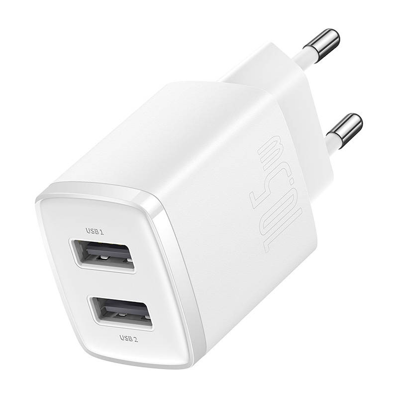 Ładowarka sieciowa BASEUS Compact Quick Charger 10.5W 2xUSB-A (biała) 2