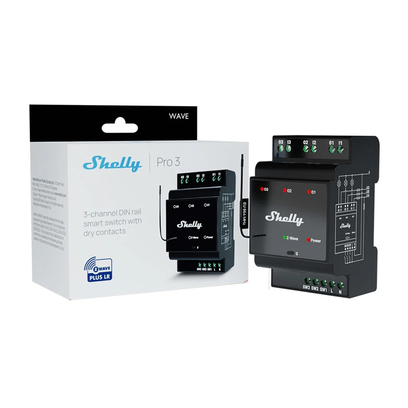 Shelly Qubino Wave Pro 3 Z-Wave 3 channel DIN rail relay 3