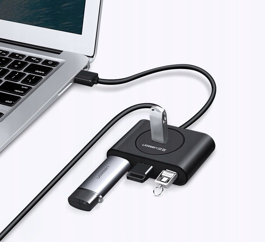 Hub USB UGREEN CR113 4-portowy USB 3.0 0.5m (czarny) 2