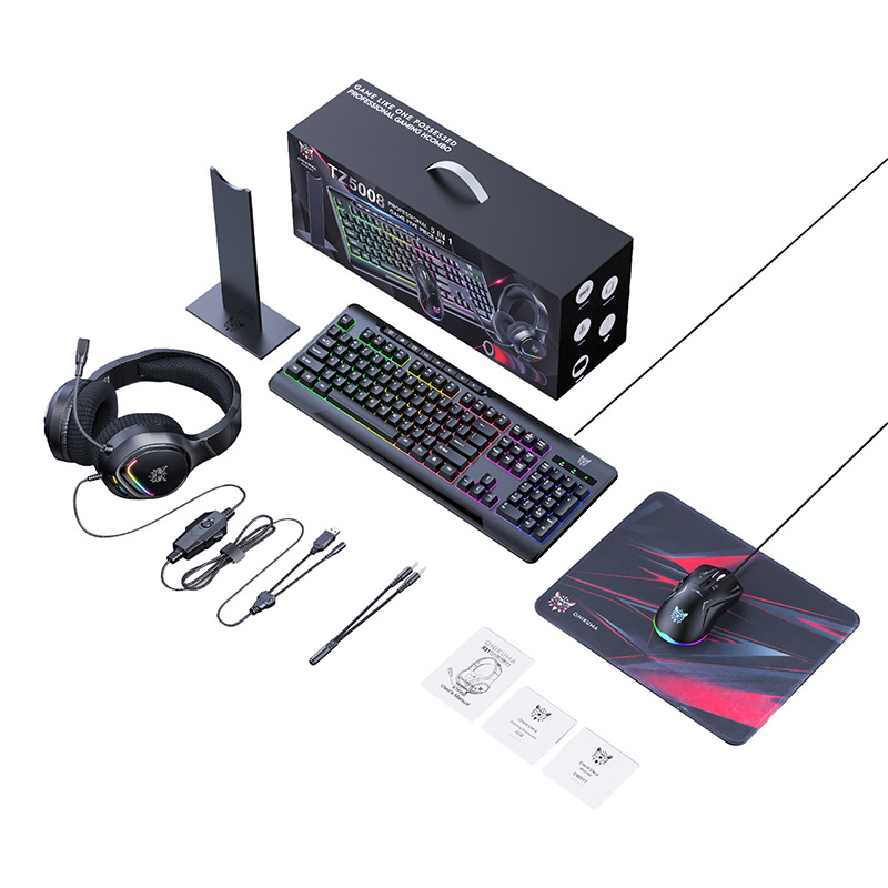 Onikuma Gaming Set TZ5008 5in1: keyboard, mouse, headphones, mouse mat and stand