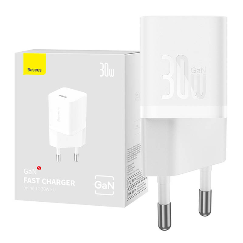 Mini ładowarka sieciowa Baseus GaN5  30W (biała)