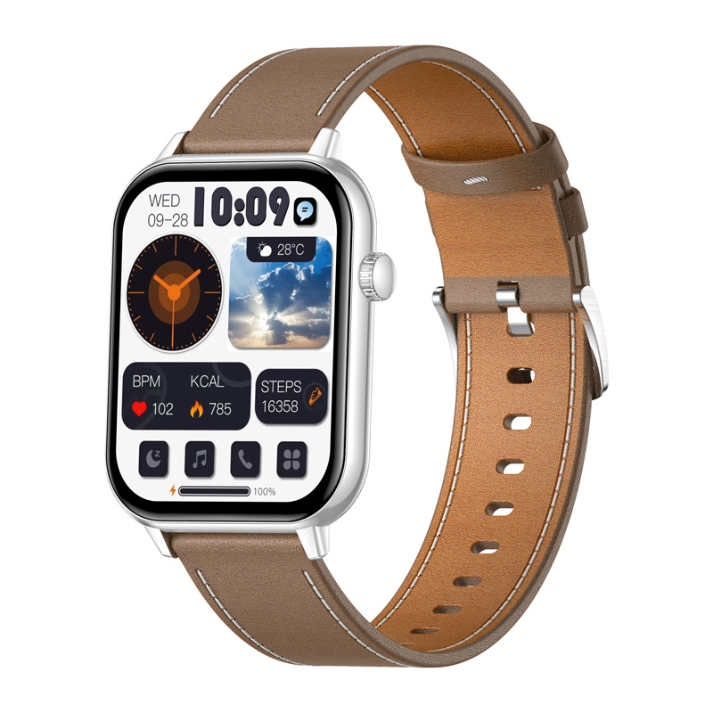 COLMI C28 Smartwatch Silver + brown leather 2