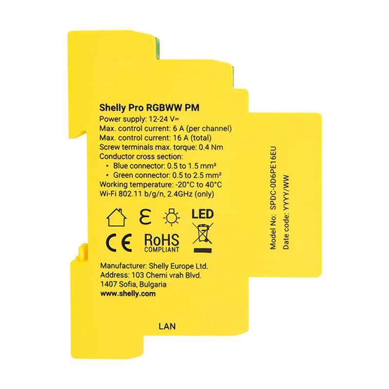 5-Channel DIN Rail Lighting Controller Shelly Pro RGBWW WiFi 3