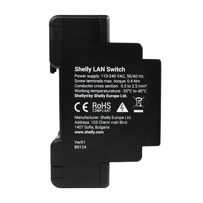 Przełącznik Ethernet z 5 portami RJ45 Shelly LAN Switch 3