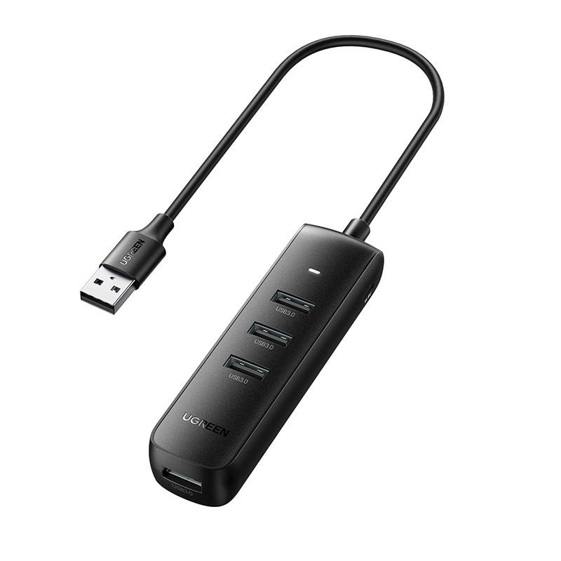 Hub USB UGREEN CM416 4-portowy 0.25m (czarny) 2