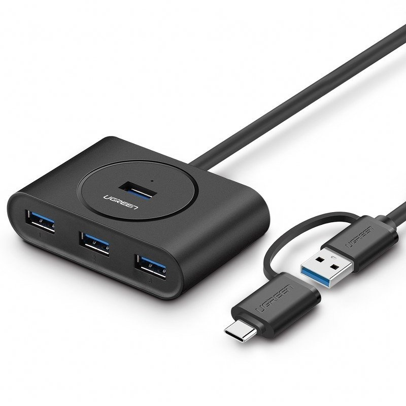 Hub USB UGREEN CR113 4-portowy OTG (czarny)
