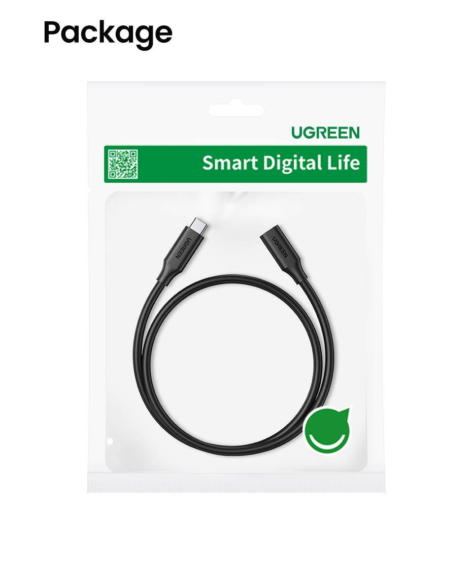Kabel UGREEN US353 USB-C-USB-C 1m przedłużający (czarny) 2