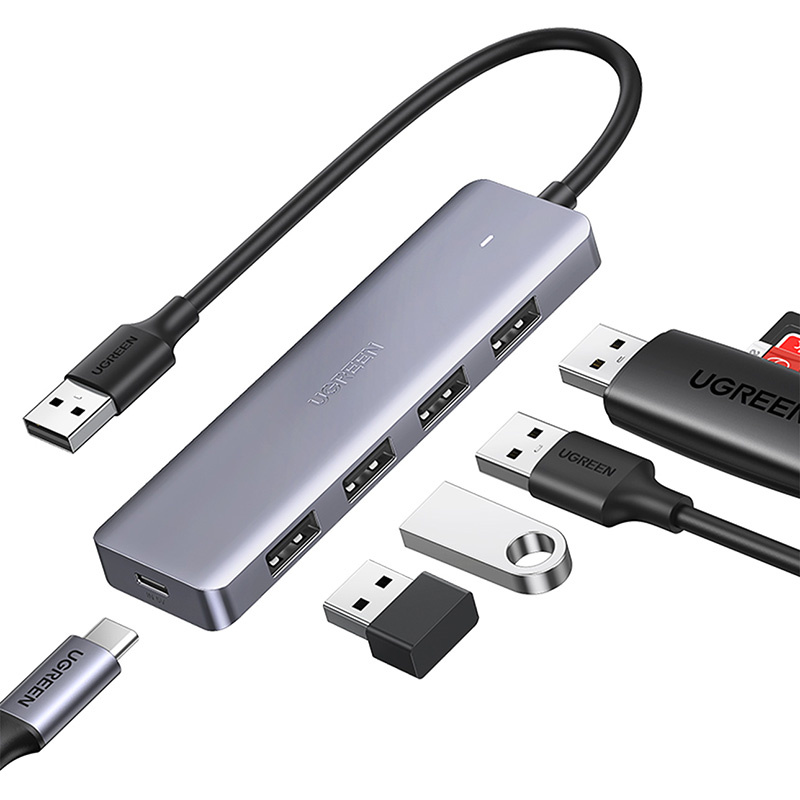 Hub USB UGREEN CM219 5-portowy USB-A+USB-C (szary) 2