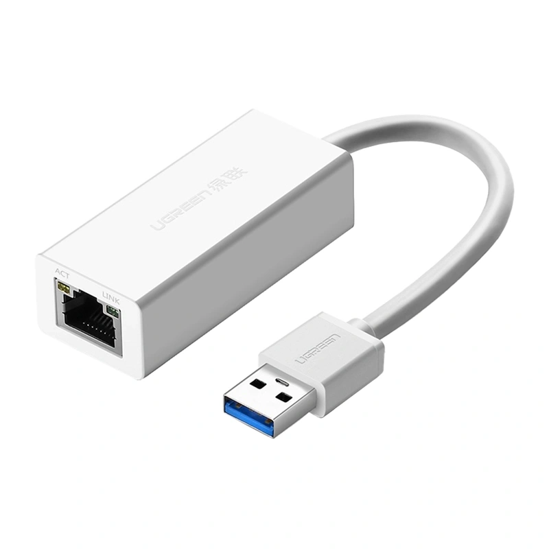 Adapter sieciowy UGREEN CR111 USB-A-RJ45 (biały)