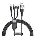 Kabel USB 3w1 Baseus Flash Series, USB / USB-C do USB-C + micro USB + Lightning, 100W, 1.2m (czarny)